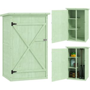 Outsunny Wooden Small Shed, Garden Storage Shed with Shelves and Bolt Latch, 75L x 56W x115H cm, Green Outsunny Wooden Small Shed, Garden Storage Shed with Shelves and Bolt Latch, 75L x 56W x115H cm, Green