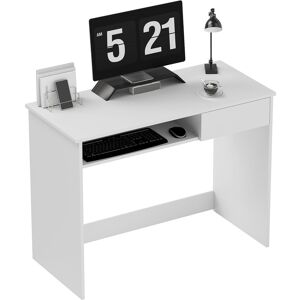 HOMCOM Compact Computer Desk with Keyboard Tray, Home Office Desk with Drawer for Bedroom Study, White HOMCOM Compact Computer Desk with Keyboard Tray, Home Office Desk with Drawer for Bedroom Study, White