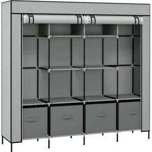 HOMCOM Fabric Wardrobe for Bedroom, Portable Cloth Wardrobe with 10 Compartments, 2 Hanging Rails and 4 Fabric Drawers, 166 x 42.5 x 169.5cm, Dark Grey HOMCOM Fabric Wardrobe for Bedroom, Portable Cloth Wardrobe with 10 Compartments, 2 Hanging Rails and 4 Fabric Drawers, 166 x 42.5 x 169.5cm, Dark Grey