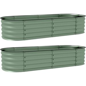 Outsunny Galvanised Raised Garden Bed, Metal Planter Box with Safety Edging, for Flowers, Herbs, Succulents, Pack of 2, Green Outsunny Galvanised Raised Garden Bed, Metal Planter Box with Safety Edging, for Flowers, Herbs, Succulents, Pack of 2, Green