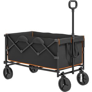Outsunny 160L Festival Trolley on Wheels, Folding Camping Trolley Cart w/ Tailgate, 100kg Heavy Duty Garden Collapsible Folding Wagon w/Adjustable Handle, Carry Bag for Beach Picnic, Black and Orange Outsunny 160L Festival Trolley on Wheels, Folding Camping Trolley Cart w/ Tailgate, 100kg Heavy Duty Garden Collapsible Folding Wagon w/Adjustable Handle, Carry Bag for Beach Picnic, Black and Orange