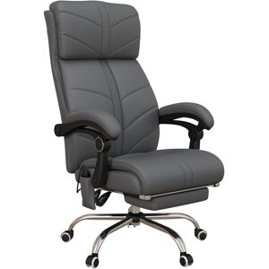 Vinsetto Vibration Massage Office Chair with Heat, PU Leather Computer Chair with Footrest, Armrest, Reclining Back, Grey Vinsetto Vibration Massage Office Chair with Heat, PU Leather Computer Chair with Footrest, Armrest, Reclining Back, Grey