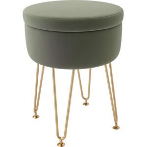 HOMCOM 5L Velvet Storage Ottoman, Modern Round Footstool with Metal Hairpin Legs and Removable Lid for Hallway, Bedroom, Living Room, Green HOMCOM 5L Velvet Storage Ottoman, Modern Round Footstool with Metal Hairpin Legs and Removable Lid for Hallway, Bedroom, Living Room, Green