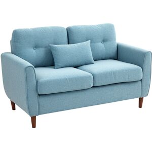 HOMCOM 2 Seat Sofa Double Sofa Loveseat Fabric Wooden Legs Tufted Design for Living Room, Dining Room, Office, Light Blue HOMCOM 2 Seat Sofa Double Sofa Loveseat Fabric Wooden Legs Tufted Design for Living Room, Dining Room, Office, Light Blue