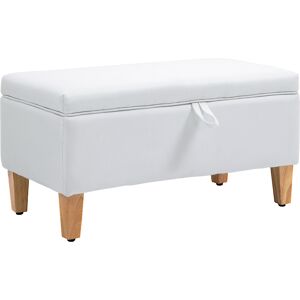HOMCOM Linen Storage Ottoman Padded Footstool with Rubberwood Legs for Storage Box, Bed End, Shoe Bench, Seating, Cream White HOMCOM Linen Storage Ottoman Padded Footstool with Rubberwood Legs for Storage Box, Bed End, Shoe Bench, Seating, Cream White