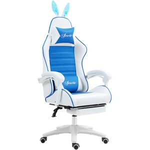 Vinsetto Racing Gaming Chair, Reclining PU Leather Computer Chair with Removable Rabbit Ears, Footrest and Lumber Support, Blue Aosom UK Vinsetto Racing Gaming Chair, Reclining PU Leather Computer Chair with Removable Rabbit Ears, Footrest and Lumber Support, Blue Aosom UK