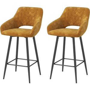 HOMCOM Set of Two Velvet-Feel Bar Stools - Brown Aosom UK HOMCOM Set of Two Velvet-Feel Bar Stools - Brown Aosom UK