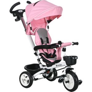 HOMCOM Metal Frame 4 in 1 Baby Push Tricycle with Parent Handle for 1-5 Years Old, Pink Aosom UK HOMCOM Metal Frame 4 in 1 Baby Push Tricycle with Parent Handle for 1-5 Years Old, Pink Aosom UK