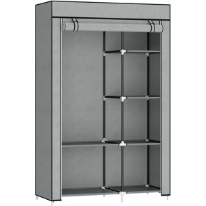 HOMCOM Fabric Wardrobe, Portable Wardrobe with 6 Shelves, 1 Hanging Rail, Foldable Closets, 103 x 43 x 162.5 cm, Light Grey Aosom UK HOMCOM Fabric Wardrobe, Portable Wardrobe with 6 Shelves, 1 Hanging Rail, Foldable Closets, 103 x 43 x 162.5 cm, Light Grey Aosom UK