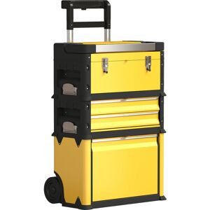 HOMCOM 3-in-1 Stackable Rolling Tool Box - Yellow HOMCOM 3-in-1 Stackable Rolling Tool Box - Yellow