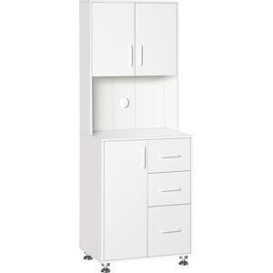 HOMCOM Modern Larder Cupboard with Storage Cabinets, Kitchen Cupboard with 3 Drawers and Open Countertop for Living Room, White Aosom UK HOMCOM Modern Larder Cupboard with Storage Cabinets, Kitchen Cupboard with 3 Drawers and Open Countertop for Living Room, White Aosom UK