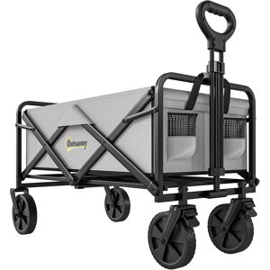Outsunny Portable Folding Wagon, Pull Along Cargo Trolley with Telescopic Handle, Dark Grey Aosom UK Outsunny Portable Folding Wagon, Pull Along Cargo Trolley with Telescopic Handle, Dark Grey Aosom UK