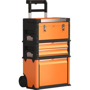 HOMCOM 3-in-1 Stackable Rolling Tool Box - Orange HOMCOM 3-in-1 Stackable Rolling Tool Box - Orange