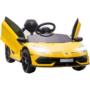 HOMCOM Lamborghini Licensed 12V Kids Electric Car w/ Butterfly Doors, Easy Transport Remote, Music, Horn, Suspension - Yellow HOMCOM Lamborghini Licensed 12V Kids Electric Car w/ Butterfly Doors, Easy Transport Remote, Music, Horn, Suspension - Yellow