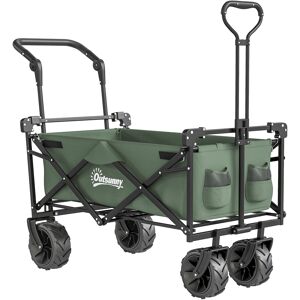 Outsunny Folding Trolley Cart Storage Wagon Beach Trailer 4 Wheels with Handle Overhead Canopy Cart Push Pull for Camping, Green Aosom UK Outsunny Folding Trolley Cart Storage Wagon Beach Trailer 4 Wheels with Handle Overhead Canopy Cart Push Pull for Camping, Green Aosom UK