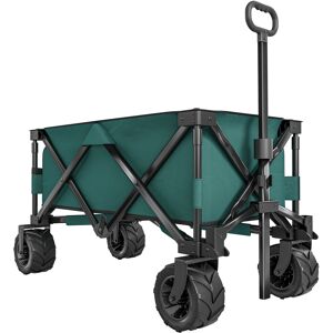 Outsunny Folding Cargo Wagon Trailer, Outdoor Pull Along Cart for Beach Garden with Telescopic Handle, Anti-Slip Wheel, Green Aosom UK Outsunny Folding Cargo Wagon Trailer, Outdoor Pull Along Cart for Beach Garden with Telescopic Handle, Anti-Slip Wheel, Green Aosom UK