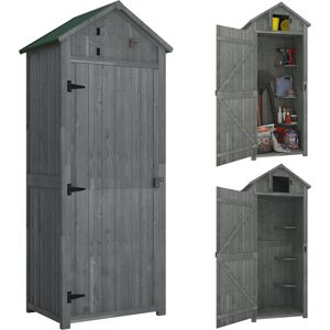 Outsunny Small Wooden Garden Shed with Lockable Double Doors, Shelves, Roof Hatch for Garden Tools, Grey Aosom UK Outsunny Small Wooden Garden Shed with Lockable Double Doors, Shelves, Roof Hatch for Garden Tools, Grey Aosom UK