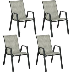 Outsunny Rattan Outdoor Chairs, Stackable Set of 4 with Armrests and Backrest for Patio, Garden, Mixed Grey Outsunny Rattan Outdoor Chairs, Stackable Set of 4 with Armrests and Backrest for Patio, Garden, Mixed Grey