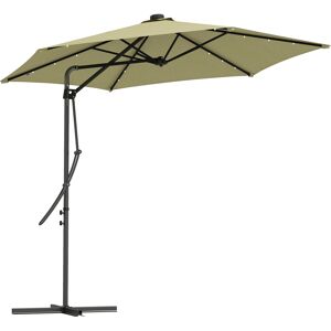 Outsunny Waterproof 3(m) Garden Parasol Cantilever Umbrella with Solar LED, Cross Base and Waterproof Cover, Beige Aosom UK Outsunny Waterproof 3(m) Garden Parasol Cantilever Umbrella with Solar LED, Cross Base and Waterproof Cover, Beige Aosom UK