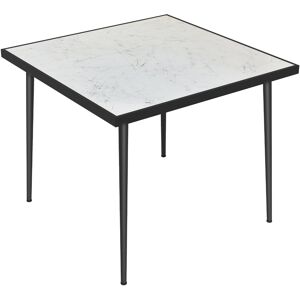 Outsunny Outdoor Dining Table, Square Garden Table for 4 with Marble Effect Tempered Glass Top, Steel Frame, White Aosom UK Outsunny Outdoor Dining Table, Square Garden Table for 4 with Marble Effect Tempered Glass Top, Steel Frame, White Aosom UK