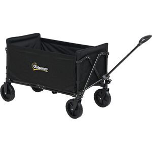 Outsunny 120L Folding Garden Trolley Cart, Outdoor Collapsible Wagon with Wheels and Adjustable Handle for Beach, Camping, Festival, Black Outsunny 120L Folding Garden Trolley Cart, Outdoor Collapsible Wagon with Wheels and Adjustable Handle for Beach, Camping, Festival, Black