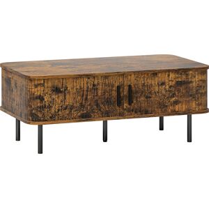 HOMCOM Coffee Table with Storage, Living Room Table with Slatted Tambour Sliding Doors and Foot Pads, Rectangular Coffee Table with Elevated Base for Living Room, Rustic Brown HOMCOM Coffee Table with Storage, Living Room Table with Slatted Tambour Sliding Doors and Foot Pads, Rectangular Coffee Table with Elevated Base for Living Room, Rustic Brown
