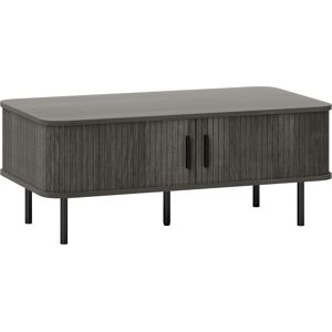 HOMCOM Coffee Table with Storage, Living Room Table with Slatted Tambour Sliding Doors and Foot Pads, Rectangular Coffee Table with Elevated Base for Living Room, Grey Wood-Effect HOMCOM Coffee Table with Storage, Living Room Table with Slatted Tambour Sliding Doors and Foot Pads, Rectangular Coffee Table with Elevated Base for Living Room, Grey Wood-Effect
