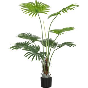 HOMCOM 145cm Artificial Palm Tree, Decorative Artificial Plant with Lifelike PEVA Leaves and Coconut Coir, Fake Tree with Plastic Pot and Flocking for Home Office Decor, Green HOMCOM 145cm Artificial Palm Tree, Decorative Artificial Plant with Lifelike PEVA Leaves and Coconut Coir, Fake Tree with Plastic Pot and Flocking for Home Office Decor, Green
