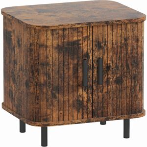 HOMCOM Bedside Table, Nordic Side Table with Roller Shutter Style Sliding Doors and Metal Legs for Bedroom, Living Room, Rustic Brown HOMCOM Bedside Table, Nordic Side Table with Roller Shutter Style Sliding Doors and Metal Legs for Bedroom, Living Room, Rustic Brown