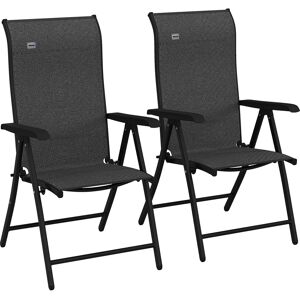 Outsunny Set of 2 Outdoor Wicker Folding Chairs, Patio PE Rattan Dining Armrests Chair set with 7 Levels Adjustable Backrest, for Camping Aosom UK Outsunny Set of 2 Outdoor Wicker Folding Chairs, Patio PE Rattan Dining Armrests Chair set with 7 Levels Adjustable Backrest, for Camping Aosom UK