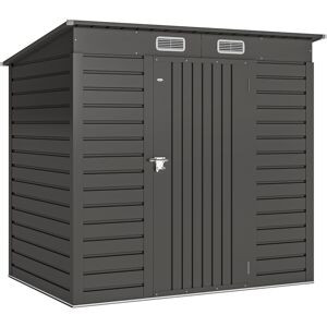 Outsunny 6.3 x 4.3FT Garden Shed. Galvanised Metal Shed, Outdoor Tool Storage Shed with Pent Roof, Lockable Door and 2 Vents, Grey Outsunny 6.3 x 4.3FT Garden Shed. Galvanised Metal Shed, Outdoor Tool Storage Shed with Pent Roof, Lockable Door and 2 Vents, Grey
