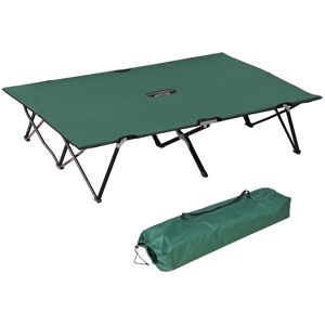 Outsunny Foldable Double Camping Cot, Lightweight Outdoor Patio Sunbed with Carry Bag, Green Outsunny Foldable Double Camping Cot, Lightweight Outdoor Patio Sunbed with Carry Bag, Green