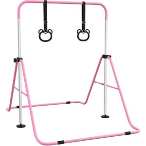 HOMCOM Adjustable Height, Foldable Kids Gymnastics Bar w/ Non-Slip Mats, for 3+ Years, Pink Aosom UK HOMCOM Adjustable Height, Foldable Kids Gymnastics Bar w/ Non-Slip Mats, for 3+ Years, Pink Aosom UK