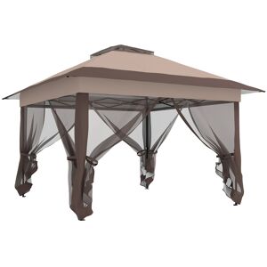 Outsunny 3.6 x 3.6 m Pop up Gazebo with Netting, Height Adjustable Party Tent Instant Canopy Sun Shade Shelter, Khaki Outsunny 3.6 x 3.6 m Pop up Gazebo with Netting, Height Adjustable Party Tent Instant Canopy Sun Shade Shelter, Khaki