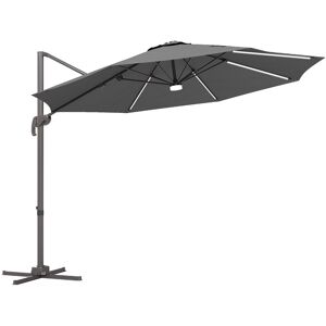 Outsunny Waterproof 3(m) LED Cantilever Parasol Outdoor Sun Umbrella w/ Base Solar Lights Dark Grey Aosom UK Outsunny Waterproof 3(m) LED Cantilever Parasol Outdoor Sun Umbrella w/ Base Solar Lights Dark Grey Aosom UK
