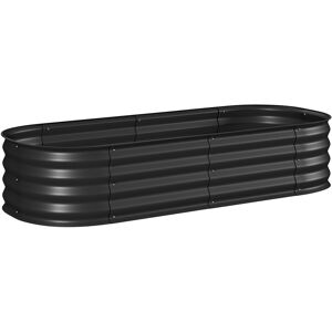 Outsunny Galvanised Raised Garden Bed, Metal Planter Box with Safety Edging, for Flowers, Herbs, Succulents, Black Outsunny Galvanised Raised Garden Bed, Metal Planter Box with Safety Edging, for Flowers, Herbs, Succulents, Black