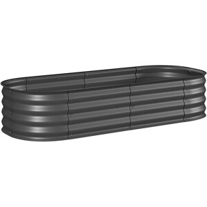 Outsunny Galvanised Raised Garden Bed, Metal Planter Box with Safety Edging, for Flowers, Herbs, Succulents, Dark Grey Outsunny Galvanised Raised Garden Bed, Metal Planter Box with Safety Edging, for Flowers, Herbs, Succulents, Dark Grey