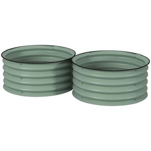 Outsunny Set of 2 Raised Garden Bed, Metal Planter Box with Safety Edging, Easy-to-assemble Stock Tank, Green Aosom UK Outsunny Set of 2 Raised Garden Bed, Metal Planter Box with Safety Edging, Easy-to-assemble Stock Tank, Green Aosom UK