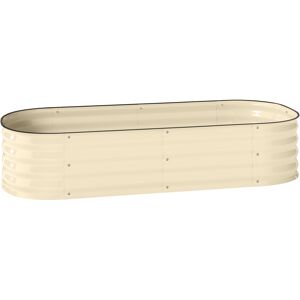 Outsunny Galvanised Raised Garden Bed, Metal Planter Box with Safety Edging, for Flowers, Herbs, Succulents, Cream White Outsunny Galvanised Raised Garden Bed, Metal Planter Box with Safety Edging, for Flowers, Herbs, Succulents, Cream White