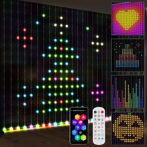 HOMCOM LED Curtain Lights, Colour Changing Wall Lights with Remote, Dynamic DIY Hanging Window String Lights for Bedroom Living Room Decor, 3x3m HOMCOM LED Curtain Lights, Colour Changing Wall Lights with Remote, Dynamic DIY Hanging Window String Lights for Bedroom Living Room Decor, 3x3m