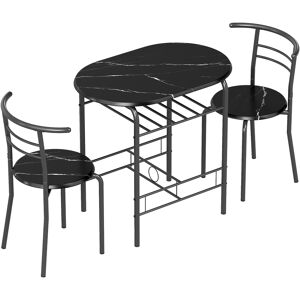 HOMCOM Three-Piece Compact Dining Set - Black HOMCOM Three-Piece Compact Dining Set - Black