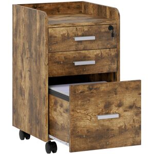 HOMCOM 3 Drawer Filing Cabinet with Lock, Rolling File Cabinet with Edged Top for Letter, A4 Size, Hanging File Folders HOMCOM 3 Drawer Filing Cabinet with Lock, Rolling File Cabinet with Edged Top for Letter, A4 Size, Hanging File Folders