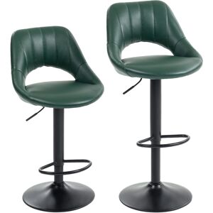 HOMCOM Set of Two Faux Leather Bar Stools - Dark Green HOMCOM Set of Two Faux Leather Bar Stools - Dark Green