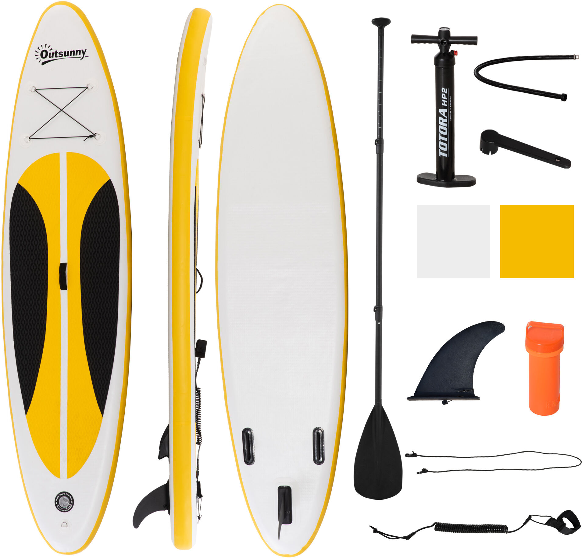 Outsunny Stand Up Paddle Board Inflatable SUP with Adjustable Aluminium Paddle, Non-Slip Deck, ISUP Accessories, 305L x 76W x 15H cm, White
