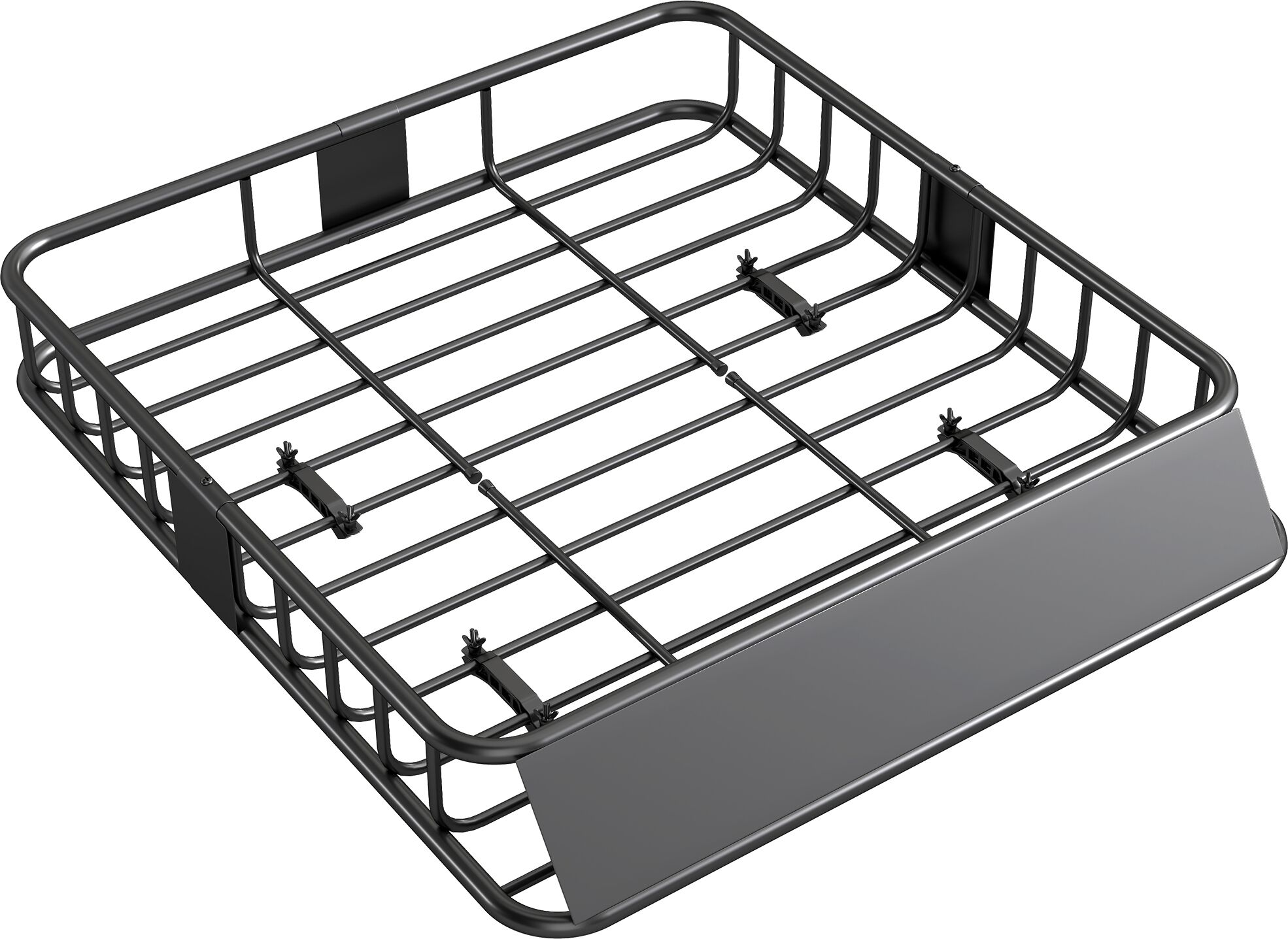 HOMCOM Universal Roof Rack Basket Tray, 90.7 kg Steel Car Rooftop Luggage Cargo Carrier Holder with Wind Fairing, Side Rails for SUVs, Pickups, Sedans, Off-Road Vehicles, 110.5 x 99.5 x 18.5 cm, Black