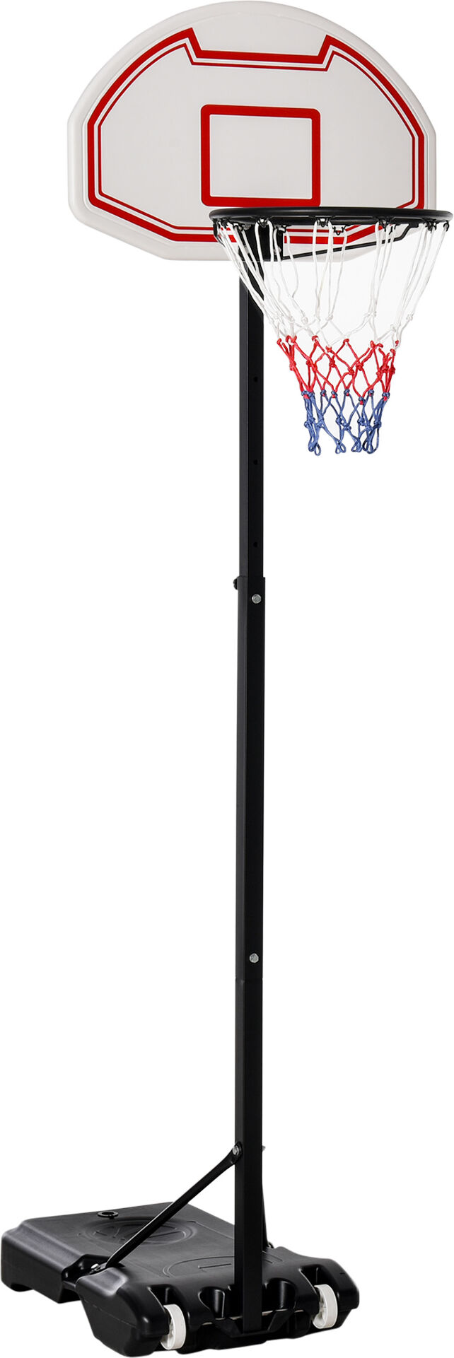 HOMCOM Portable Basketball Hoop: Wheeled Stand for Indoor & Outdoor Play, Adjustable Height, Monochrome Design Aosom UK