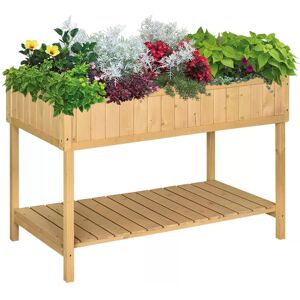 Outsunny Garden Wooden Planters, Flower Box Raised, Rectangular 8 Compartment Plant Stand, Oak Tone