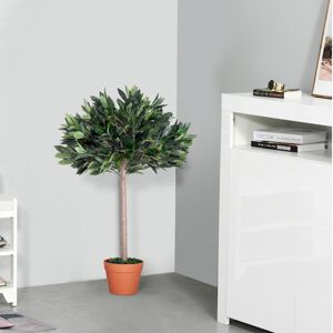 Outsunny 3ft Faux Olive Tree, Lifelike Indoor Plant, Decorative Greenery, in Orange Pot