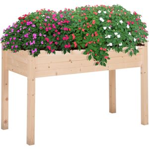 Outsunny Garden Wooden Planters， Non-Woven Fabric, Rectangular Raised Bed,Fir Wood，Indoor/Outdoor, 122.5Lx56.5Wx76H cm