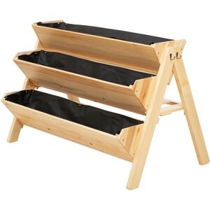 Outsunny 3 Tier Wooden Garden Raised Bed Vertical Plant Bed with Clapboard and Hooks, 120 x 68 x 80cm